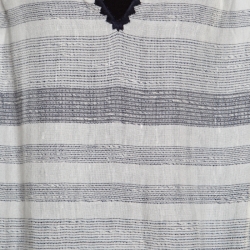 Pre Owned توب توري برش كريستين كتان أزرق XL