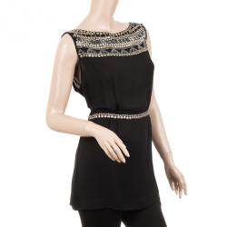 مملوكة مسبقًا Tory Burch Black 'Aziza' Embellished Top L