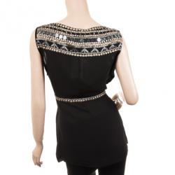 مملوكة مسبقًا Tory Burch Black 'Aziza' Embellished Top L