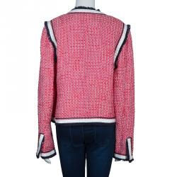 Pre Owned Tory Burch Pink Roscoe Tweed Blazer XL