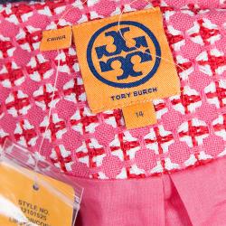 Pre Owned Tory Burch Pink Roscoe Tweed Blazer XL