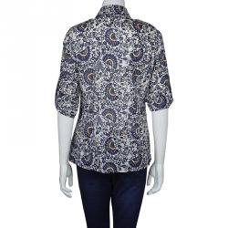 Pre Owned Tory Burch Blue Brigitte Printed Top M