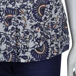 Pre Owned Tory Burch Blue Brigitte Printed Top M