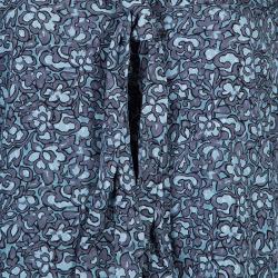 Pre Owned Tory Burch Blue Floral Printed Silk Long Sleeve Nicki Bow Blouse S