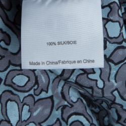 Pre Owned Tory Burch Blue Floral Printed Silk Long Sleeve Nicki Bow Blouse S