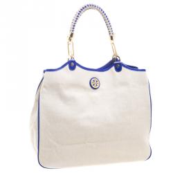 Tory Burch Beige Canvas Channing Tote