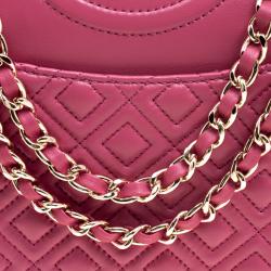 Pre Owned Tory Burch Pink Leather Medium Fleming Shoulder Bag