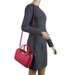 Pre Owned Tory Burch Pink Robinson Micro Zip Top Tote 