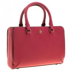 Pre Owned Tory Burch Pink Robinson Micro Zip Top Tote 