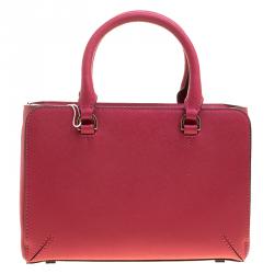 Pre Owned Tory Burch Pink Robinson Micro Zip Top Tote 