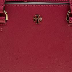 Pre Owned Tory Burch Pink Robinson Micro Zip Top Tote 