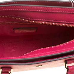 Pre Owned Tory Burch Pink Robinson Micro Zip Top Tote 