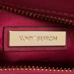 Pre Owned Tory Burch Pink Robinson Micro Zip Top Tote 