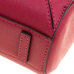 Pre Owned Tory Burch Pink Robinson Micro Zip Top Tote 