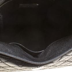 Pre Owned Tory Burch Black Distressed Leather Fleming Fold Over Hobo
