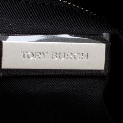 Pre Owned Tory Burch Black Distressed Leather Fleming Fold Over Hobo
