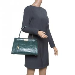 Pre Owned حقيبة توري برش لي رادزيويل جلد نقشة التمساح أخضر