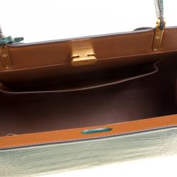 Pre Owned حقيبة توري برش لي رادزيويل جلد نقشة التمساح أخضر