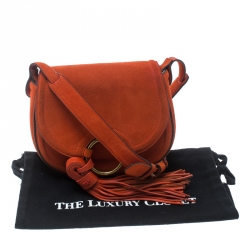 مملوكة مسبقًا حقيبة توري برش سادل شراشيب ميني سويدي برتقالية