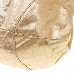 Pre Owned Tory Burch Gold Leather Oversized Dean Hobo