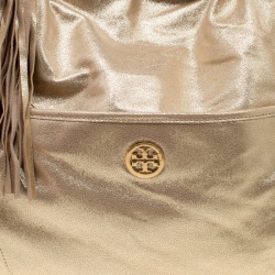 Pre Owned Tory Burch Gold Leather Oversized Dean Hobo