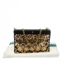 Pre Owned حقيبة كلتش توري بورش جلد مرصعة ترتر مورد متعددة الألوان / سوداء