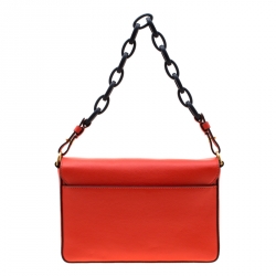 Pre Owned Tory Burch Orange Leather Kira Shoulder Bag