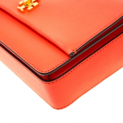 Pre Owned Tory Burch Orange Leather Kira Shoulder Bag