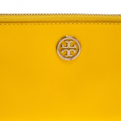 مملوكة مسبقًا محفظة توري برش روبينسون جلد أصفر بسحاب محيط