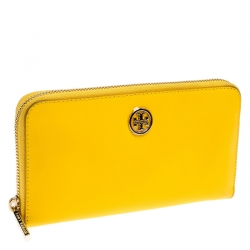 مملوكة مسبقًا محفظة توري برش روبينسون جلد أصفر بسحاب محيط