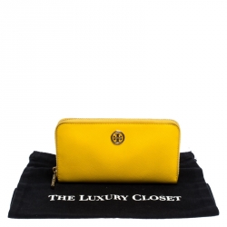 مملوكة مسبقًا محفظة توري برش روبينسون جلد أصفر بسحاب محيط