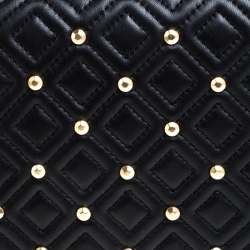 Pre Owned Tory Burch Black Leather Fleming Stud Clutch