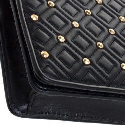 Pre Owned Tory Burch Black Leather Fleming Stud Clutch