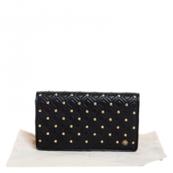 Pre Owned Tory Burch Black Leather Fleming Stud Clutch