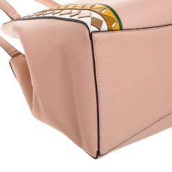 Pre Owned Tory Burch Salt Pink Leather Patchwork MCGraw Shopper Tote