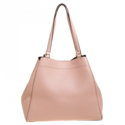 Pre Owned Tory Burch Salt Pink Leather Patchwork MCGraw Shopper Tote