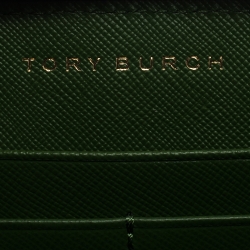 مملوكة مسبقًا محفظة توري برش روبينسون جلد أخضر بسحاب محيط مطرز