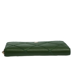 مملوكة مسبقًا محفظة توري برش روبينسون جلد أخضر بسحاب محيط مطرز