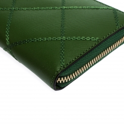 مملوكة مسبقًا محفظة توري برش روبينسون جلد أخضر بسحاب محيط مطرز