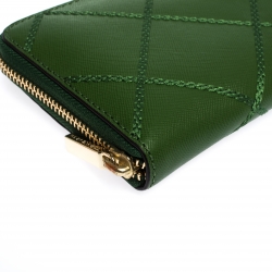 مملوكة مسبقًا محفظة توري برش روبينسون جلد أخضر بسحاب محيط مطرز