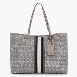 Tory Burch Gemini Link Tote Blue in Leather with Silver-tone - US