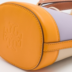 Pre Owned Tory Burch Multicolor Leather Mini Colorblocked Bucket Bag