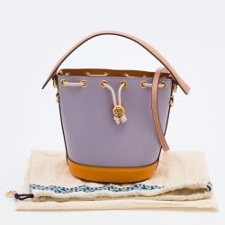 Pre Owned Tory Burch Multicolor Leather Mini Colorblocked Bucket Bag