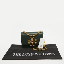 Pre Owned Tory Burch Green Leather Small Convertible Eleanor Shoulder Bag