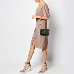 Pre Owned Tory Burch Green Leather Small Convertible Eleanor Shoulder Bag