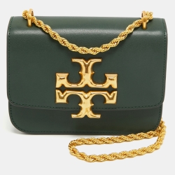 Pre Owned Tory Burch Green Leather Small Convertible Eleanor Shoulder Bag
