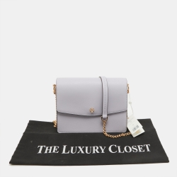 Pre Owned Tory Burch Lilac Leather Emerson Envelope Shoulder Bag