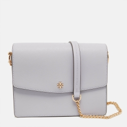 Pre Owned Tory Burch Lilac Leather Emerson Envelope Shoulder Bag