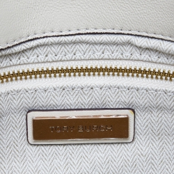 Pre Owned Tory Burch Off White  Chevron Leather Kira Flap Shoulder Bag