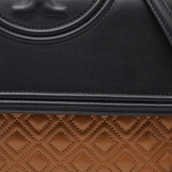 Pre Owned Tory Burch Tri Color Quilted Leather Color Block Fleming Shoulder Bag